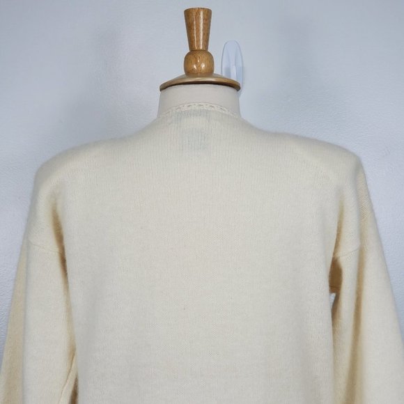 Vintage Spice of Life Cream Beaded Embroidered Lambs Wool Angora Sweater M - Picture 11 of 15
